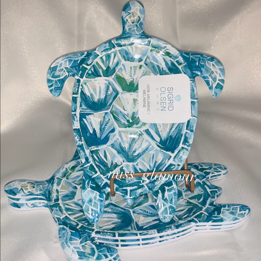x4 Sigrid Olsen Turtle  Melamine Appetizer Plates